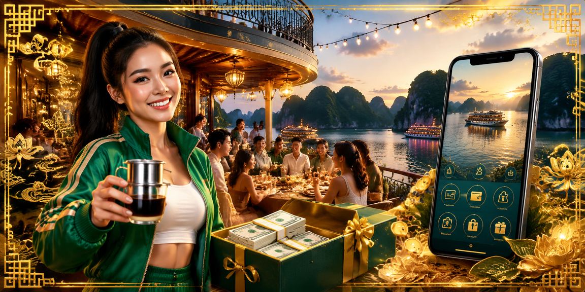 Người chơi đăng nhập cn2 tại vịnh Hạ Long thưởng thức cà phê và cá cược mobile